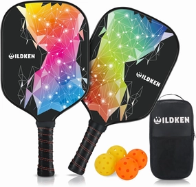 Pickleball Paddles Set of 2, 7.9oz Lightweight, USAPA Approved Fiberglass Paddles with 2 Pickleballs & 1 Bag