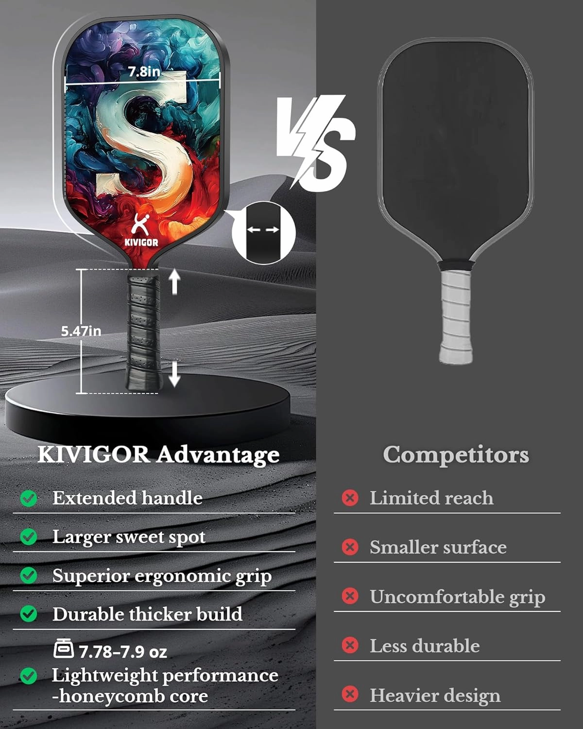 Pickleball Paddles Set of 2, Carbon Fiber Surface, Polypropylene Honeycomb Core, Lightweight Pickleball Rackets Pickle Ball Paddle Set 2 Pack Outdoor Pickleball Gifts for Men Women Adults,F1