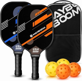 Pickleball Paddles Set of 2 or 4, USAPA Approved Pickleball Set with 4 Pickleball Balls and Pickleball Bag, Fiberglass Pickle Ball Rackets 2 Pack for Beginner(Power)