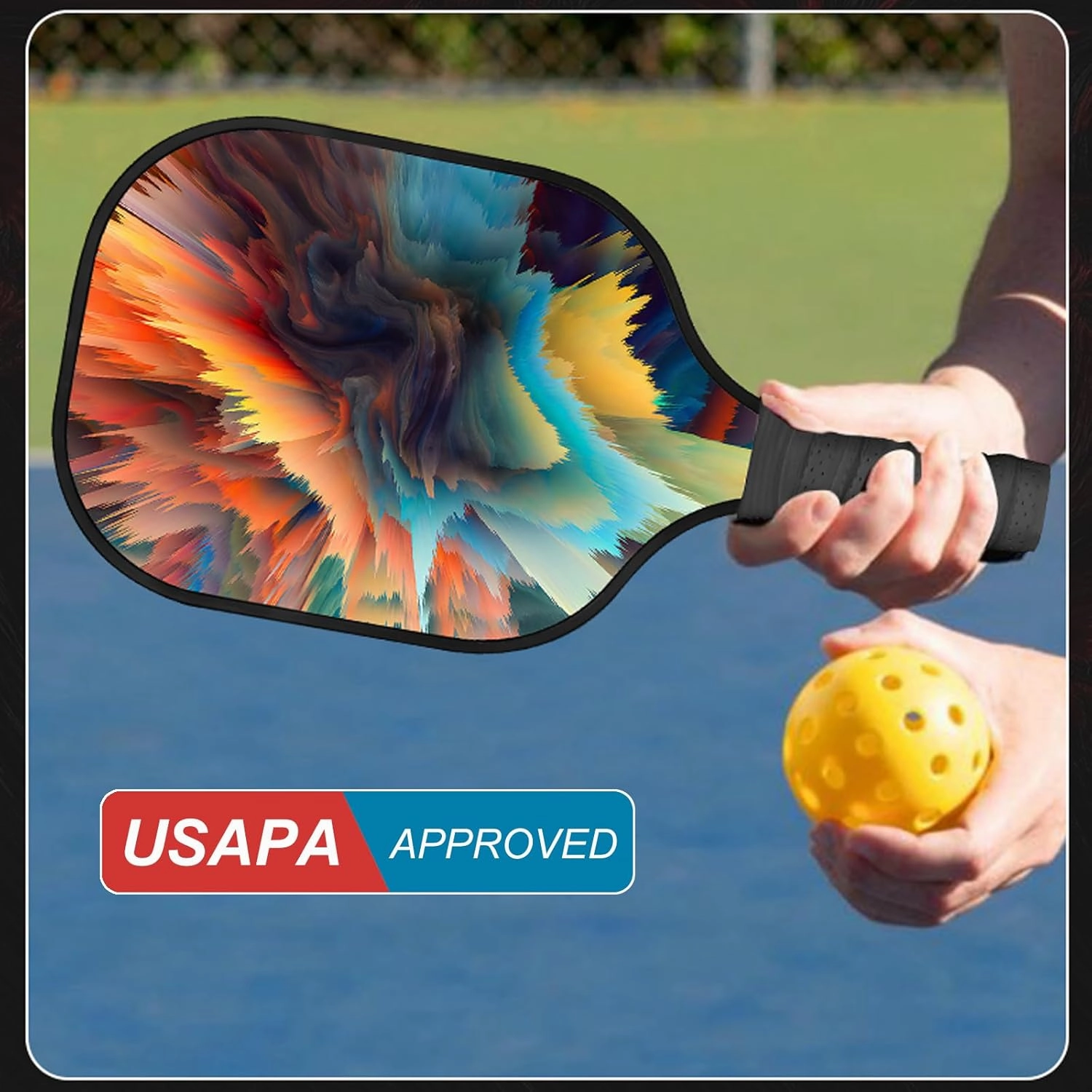 Pickleball Paddles Set of 2, USAPA Approved Fiberglass Pickleball Paddles with Pickleball Ball Retrievers, Lightweight Durable Pickleball Rackets Set for Men Women