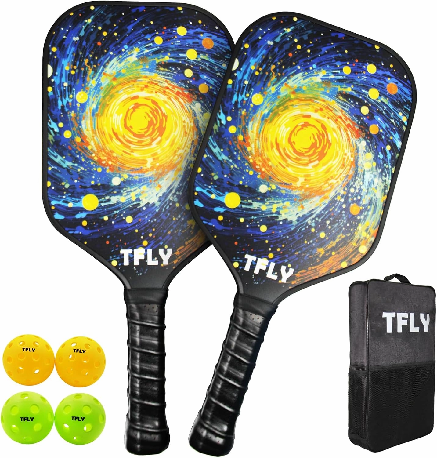Pickleball Paddles Set of 2, USAPA Approved Lightweight Fiberglass Surface Pickleball Paddles with 4 Balls,Includes Pickleball Carry Bag for Adults, All Skill Levels Indoor & Outdoor
