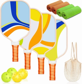 Pickleball Paddles Set, USAPA Approved Fiberglass Surface Pickleball Set of 2/4 with 4 Pickleball Balls 2/4 Cooling Towels 1 Bag Pickleball Rackets for Beginner Pickle Ball Paddles for Women Men Youth