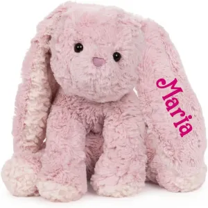 Pink Easter Bunny Stuffed Animal Easter Basket Stuffers Floppy Ear Plush Spring Holiday Decoration Gifts Personalized with Custom Name