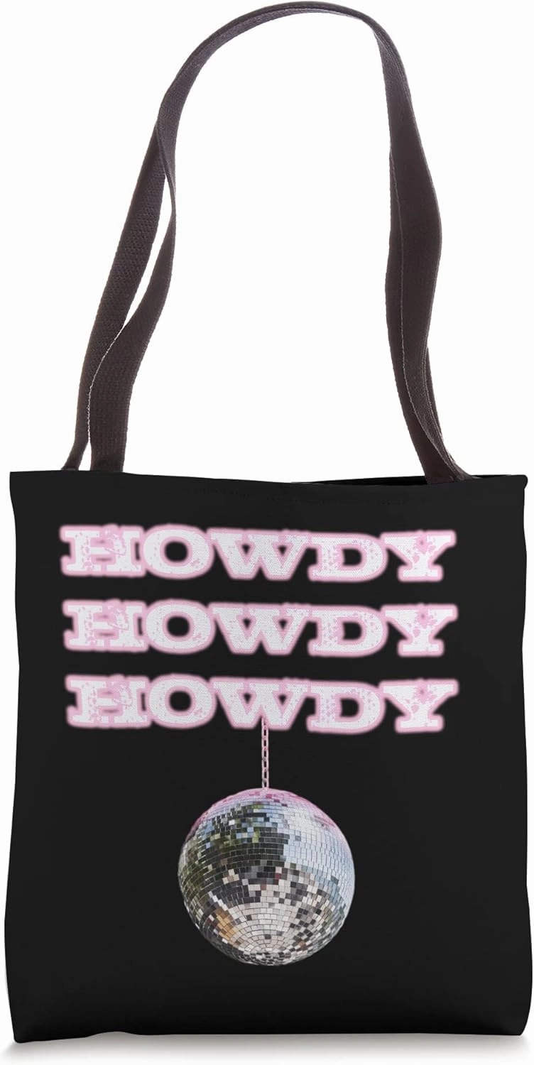 Pink Cowgirl Disco Ball Cowboy Howdy Tote Bag