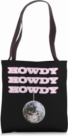 Pink Cowgirl Disco Ball Cowboy Howdy Tote Bag