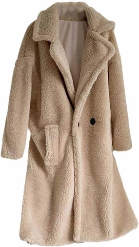 Pink Long Teddy Bear Jacket Coat,Women Winter Thick Warm Oversized Chunky Outerwear,Faux Lambswool Fur Overcoat
