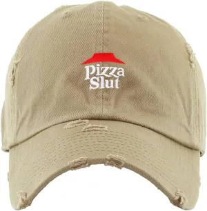 Pizza Slut Dad Vintage Baseball Cap Embroidered Cotton Adjustable Distressed Dad Hat