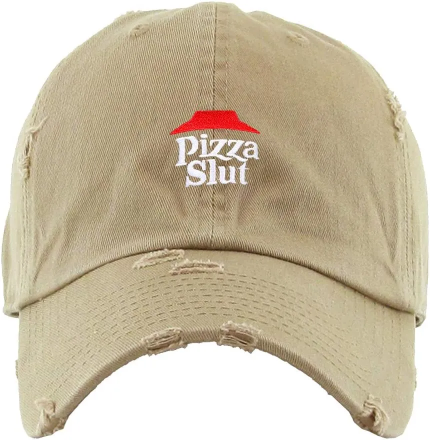 Pizza Slut Dad Vintage Baseball Cap Embroidered Cotton Adjustable Distressed Dad Hat