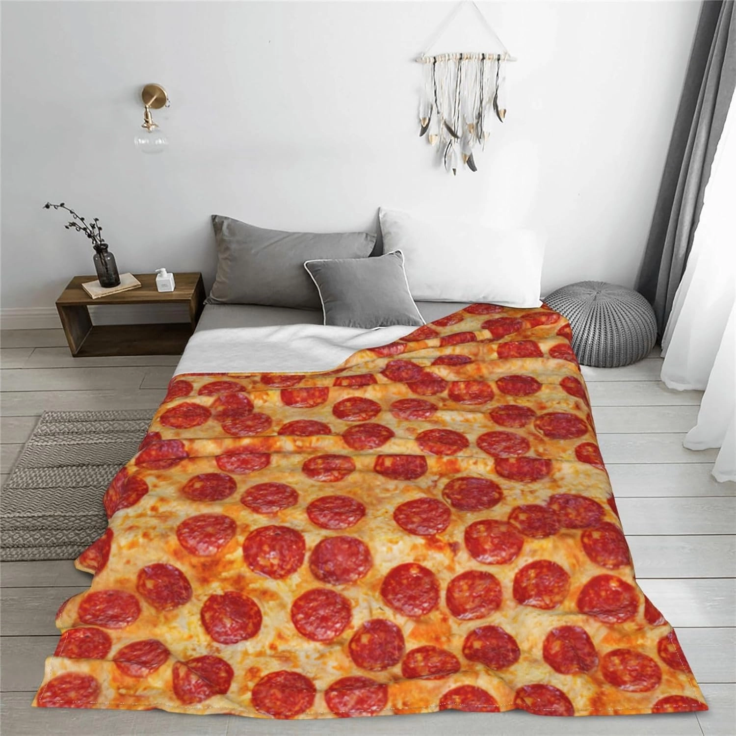 Pizza Flannel Fleece Bed Blanket Throw Blanket Lightweight Cozy Plush Blanket for Bedroom Living Rooms Sofa Couch 50"x40"
