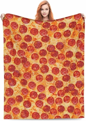 Pizza Flannel Fleece Bed Blanket Throw Blanket Lightweight Cozy Plush Blanket for Bedroom Living Rooms Sofa Couch 50"x40"