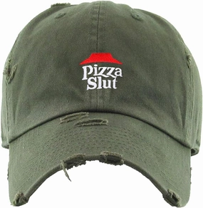 Pizza Slut Dad Vintage Baseball Cap Embroidered Cotton Adjustable Distressed Dad Hat