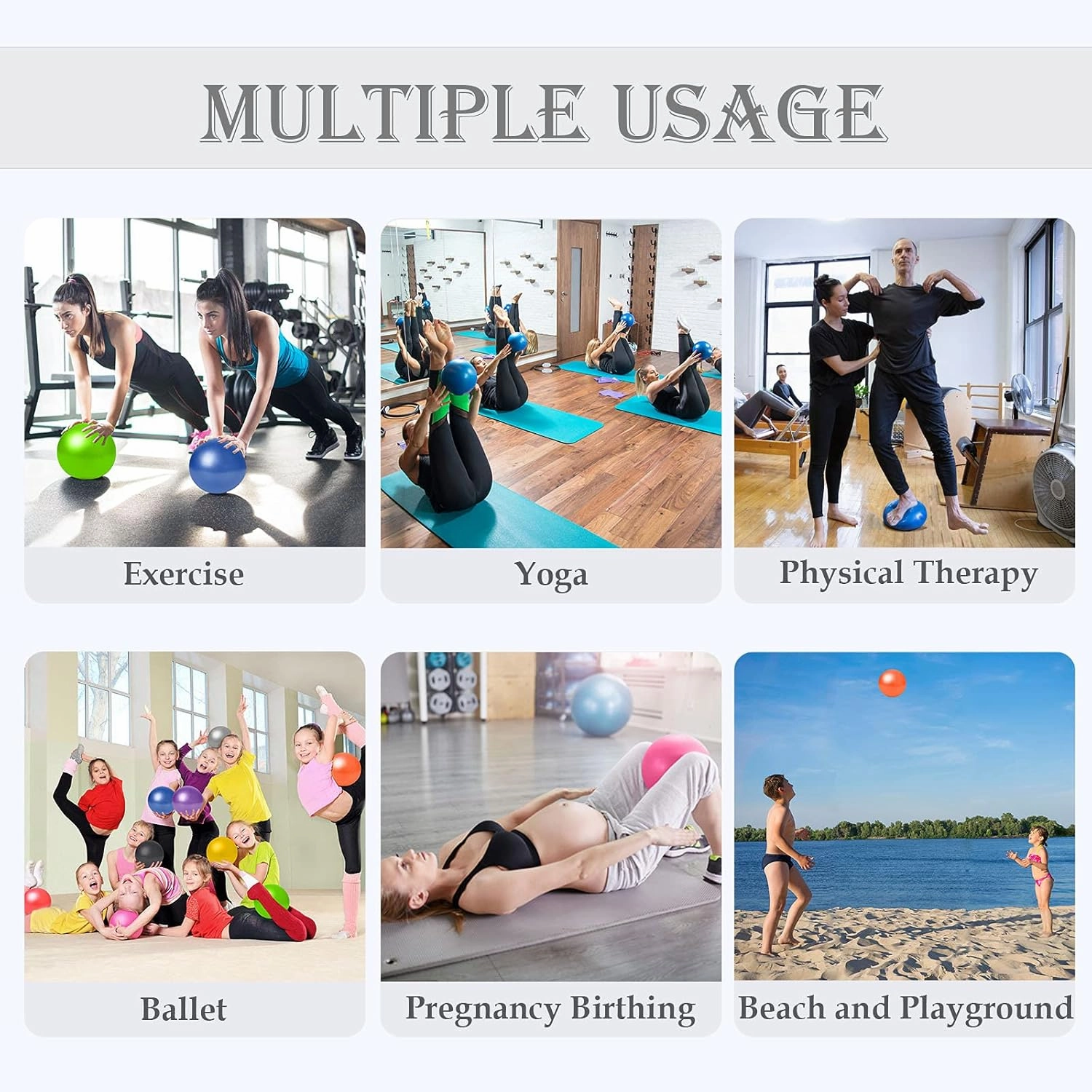 PL-SEB-010 SEB-Purple&Blue-4 9 Inch Small Pilates Ball for Therapy Mini Workout Core Small Exercise