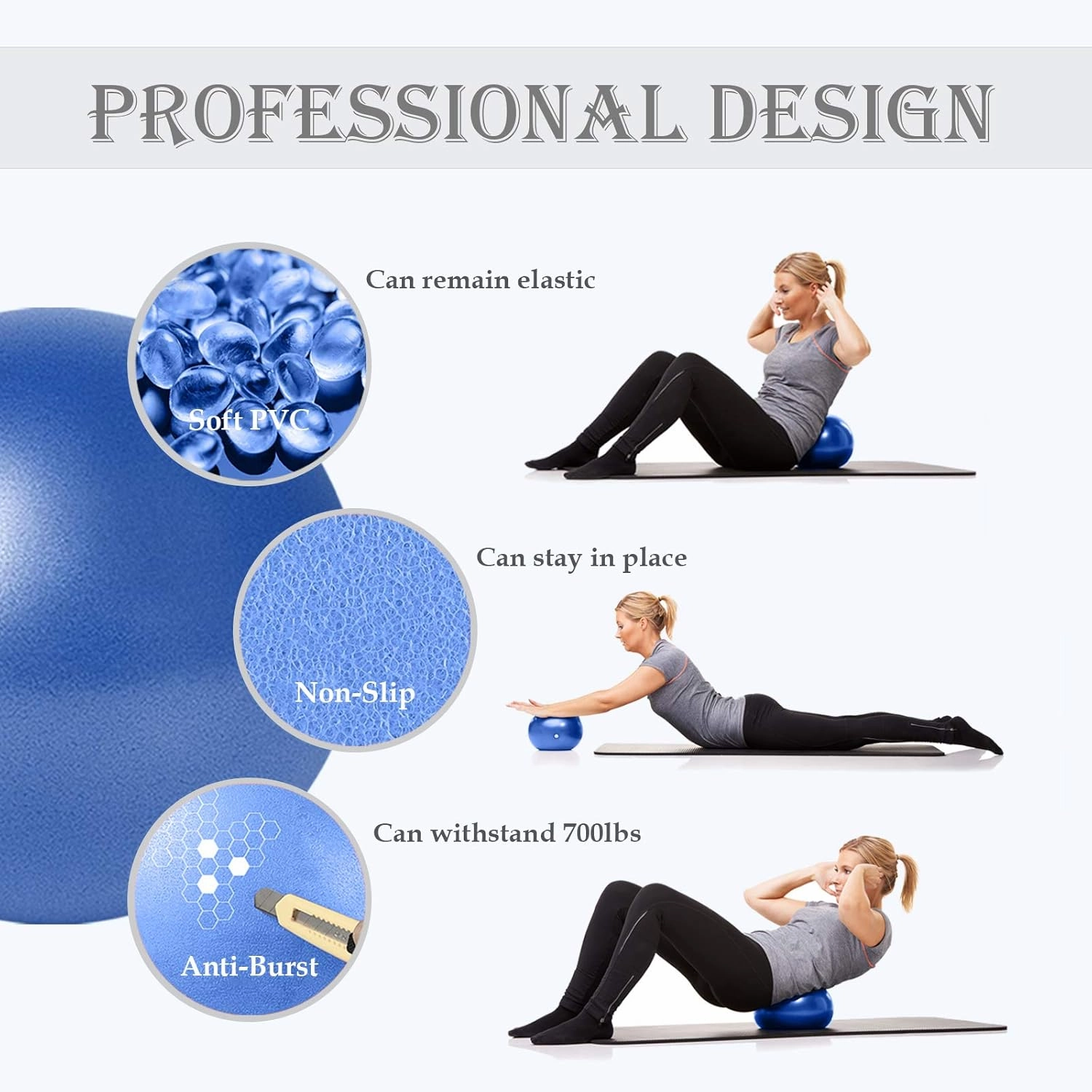 PL-SEB-010 SEB-Purple&Blue-4 9 Inch Small Pilates Ball for Therapy Mini Workout Core Small Exercise