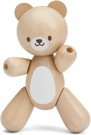PlanToys Wooden Bear Grasping Toy (5241) | Sustainably Made from Rubberwood and Non-Toxic Paints and Dyes | Eco-Friendly PlanWood