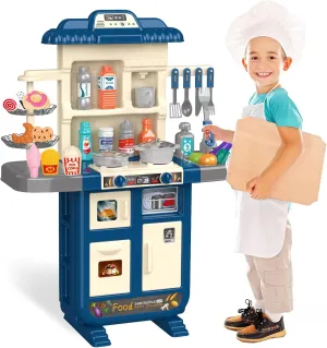 Play Kitchen Toys for Kids - 46-Piece Realistic Kitchen Set with Lights, Sounds, and Spray Function - Perfectly Gift for Ages 3 
