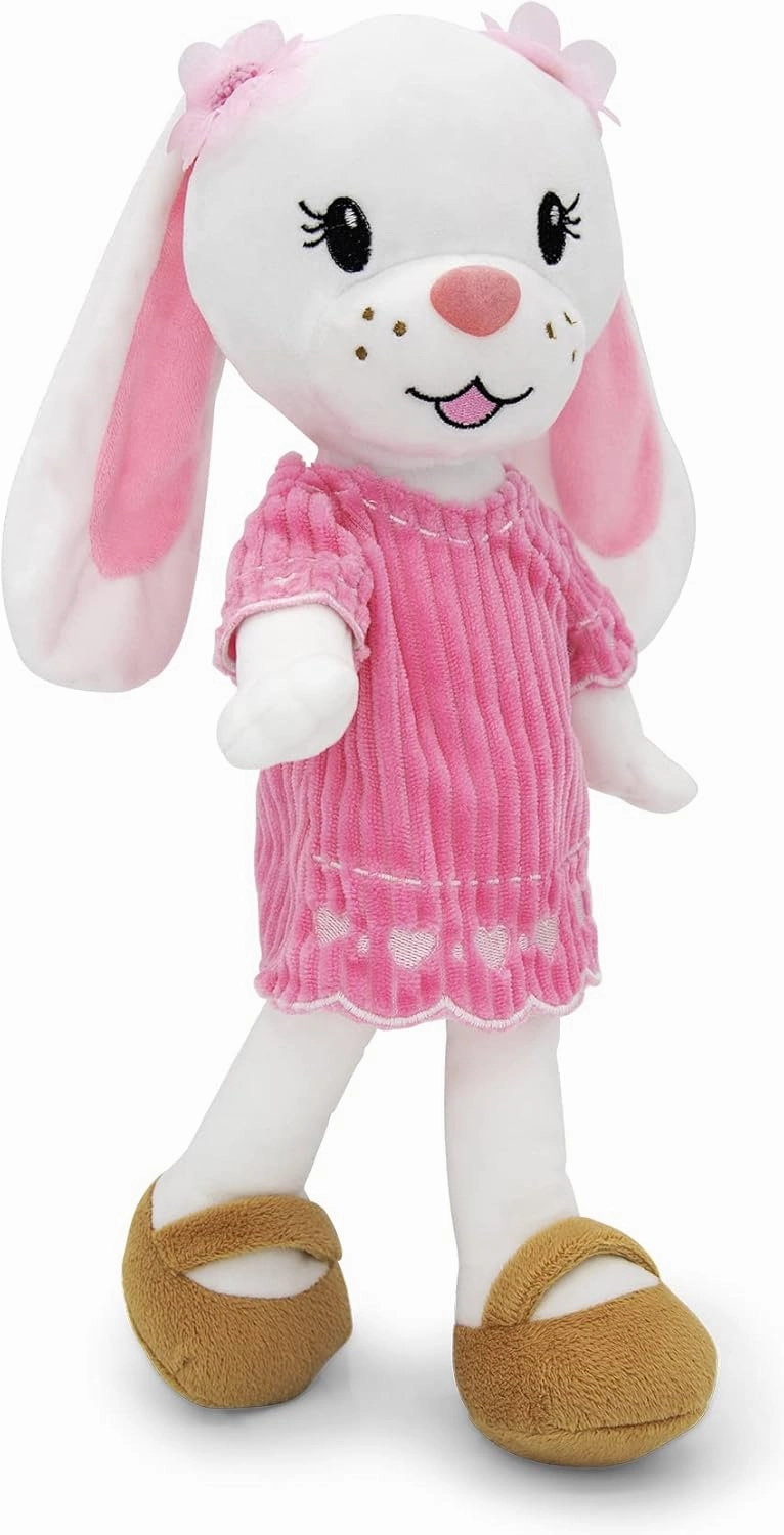 Playtime by Eimmie Soft Baby Doll Brie The Bunny - 14" Pink Bunny Plush Rag Doll with Embroidered Features for Girls, Boys, Toddlers & Infants - Educational Stuffed Animal for Imaginative Play