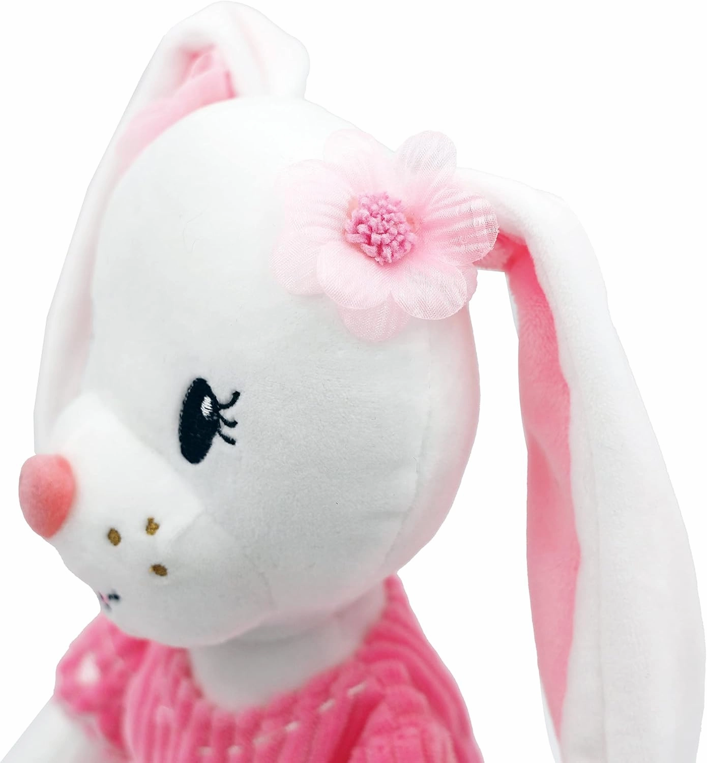 Playtime by Eimmie Soft Baby Doll Brie The Bunny - 14" Pink Bunny Plush Rag Doll with Embroidered Features for Girls, Boys, Toddlers & Infants - Educational Stuffed Animal for Imaginative Play
