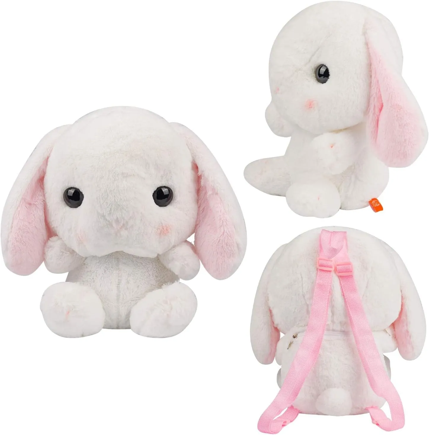 Plush Bunny Backpack for Women with Pockets (White)