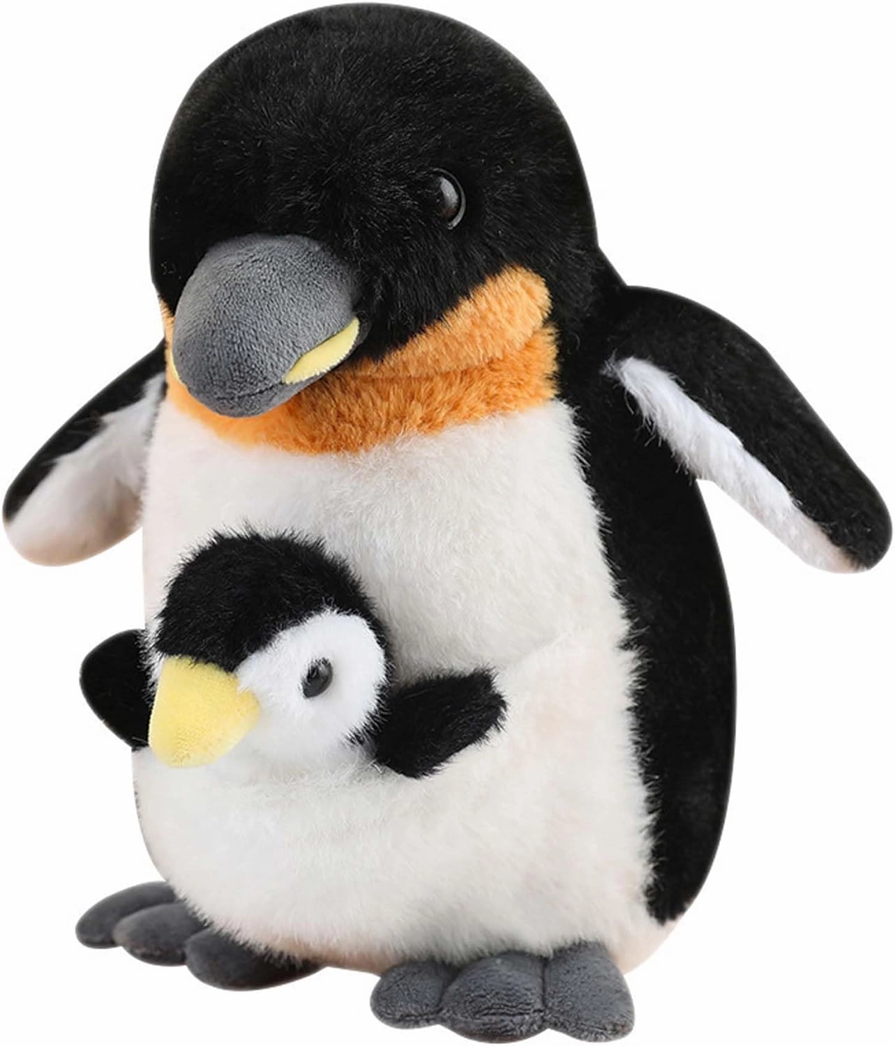 Plush Mum Penguin with Baby Stuffed Toys Prentend Play Animals Dolls Gifts for Kids 10Inches