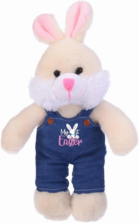 Plushland Easter Bunny Stuffed Animal Overall 1st Easter Boy Girl Soft Lovely Realistic Sitting Plush Toys Personalized Gift - Custom Text on Overall 12 Inches (Girl)