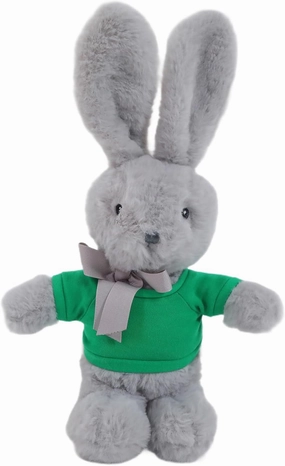 Plushland Long Ear Easter Gray Bunny Stuffed Animal Soft Lovely Realistic Plush Toys Personalized Basket Gift - Custom Text on Shirt 9 Inches (Kelly)