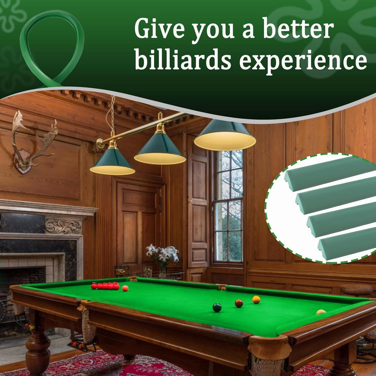 Podoy K66 Pool Table Bumpers and Felt, 8ft Professional Replacement Kit with 6 Rail Rubber Cushions, Pool Table Cloth with 6 Cloth Strips and 12 Rail Cushion Facings for Home Clubs Bars & Pro Use