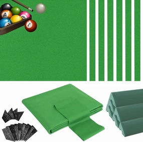 Podoy K66 Pool Table Bumpers and Felt, 8ft Professional Replacement Kit with 6 Rail Rubber Cushions, Pool Table Cloth with 6 Cloth Strips and 12 Rail Cushion Facings for Home Clubs Bars & Pro Use