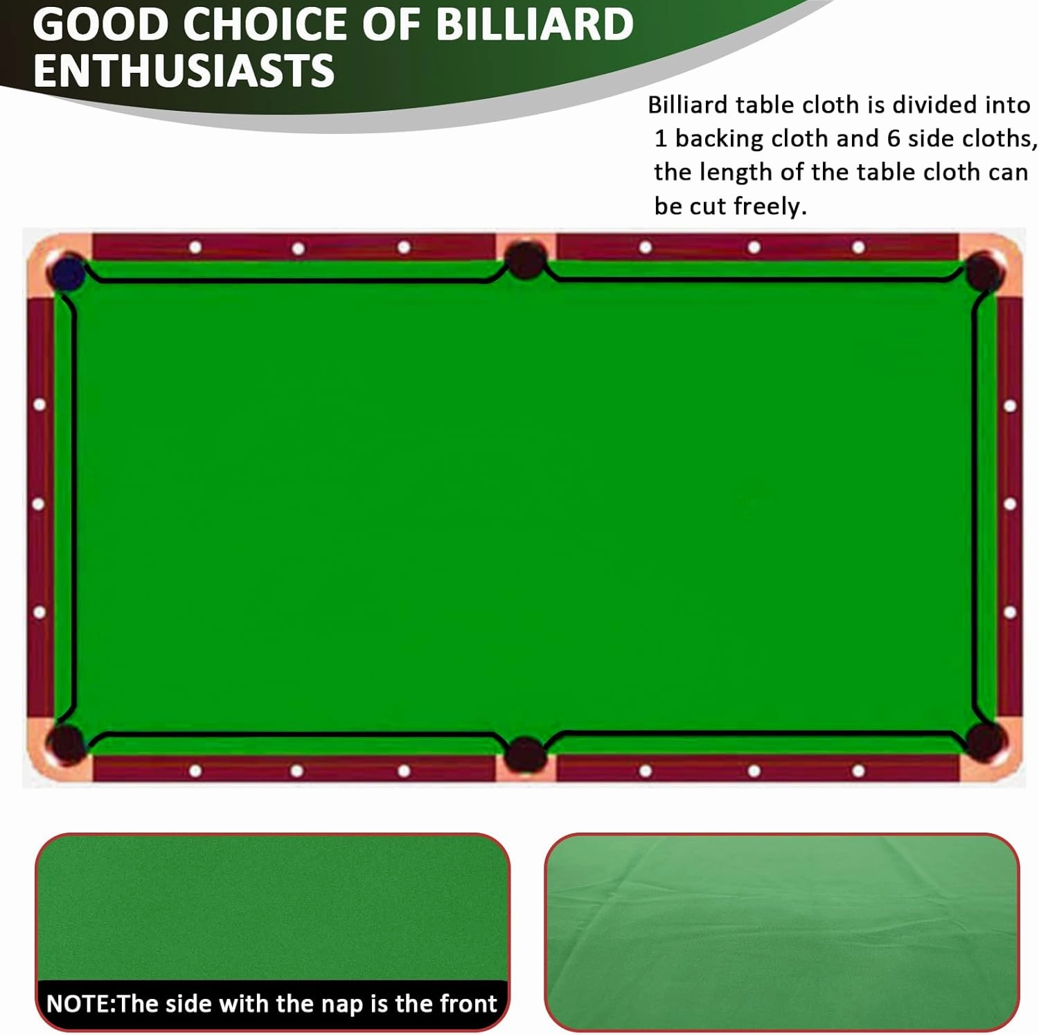 Podoy K66 Pool Table Bumpers and Felt, 8ft Professional Replacement Kit with 6 Rail Rubber Cushions, Pool Table Cloth with 6 Cloth Strips and 12 Rail Cushion Facings for Home Clubs Bars & Pro Use