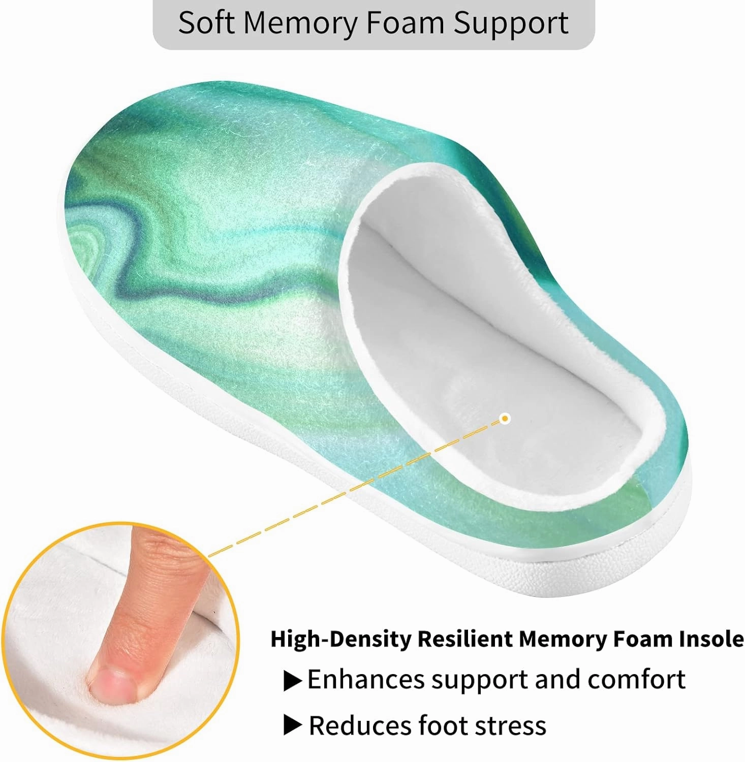 Poeticcity Unisex Memory Foam House Slippers Non-Skid Soft Warm Sole Coral Fleece Slip-on Closed Toe Hand Free Shoes for Bedroom Travel 6-17