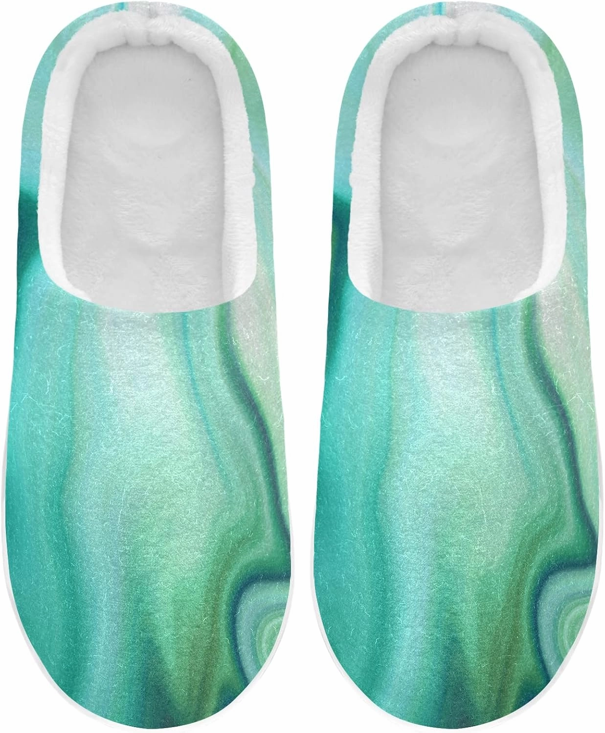 Poeticcity Unisex Memory Foam House Slippers Non-Skid Soft Warm Sole Coral Fleece Slip-on Closed Toe Hand Free Shoes for Bedroom Travel 6-17
