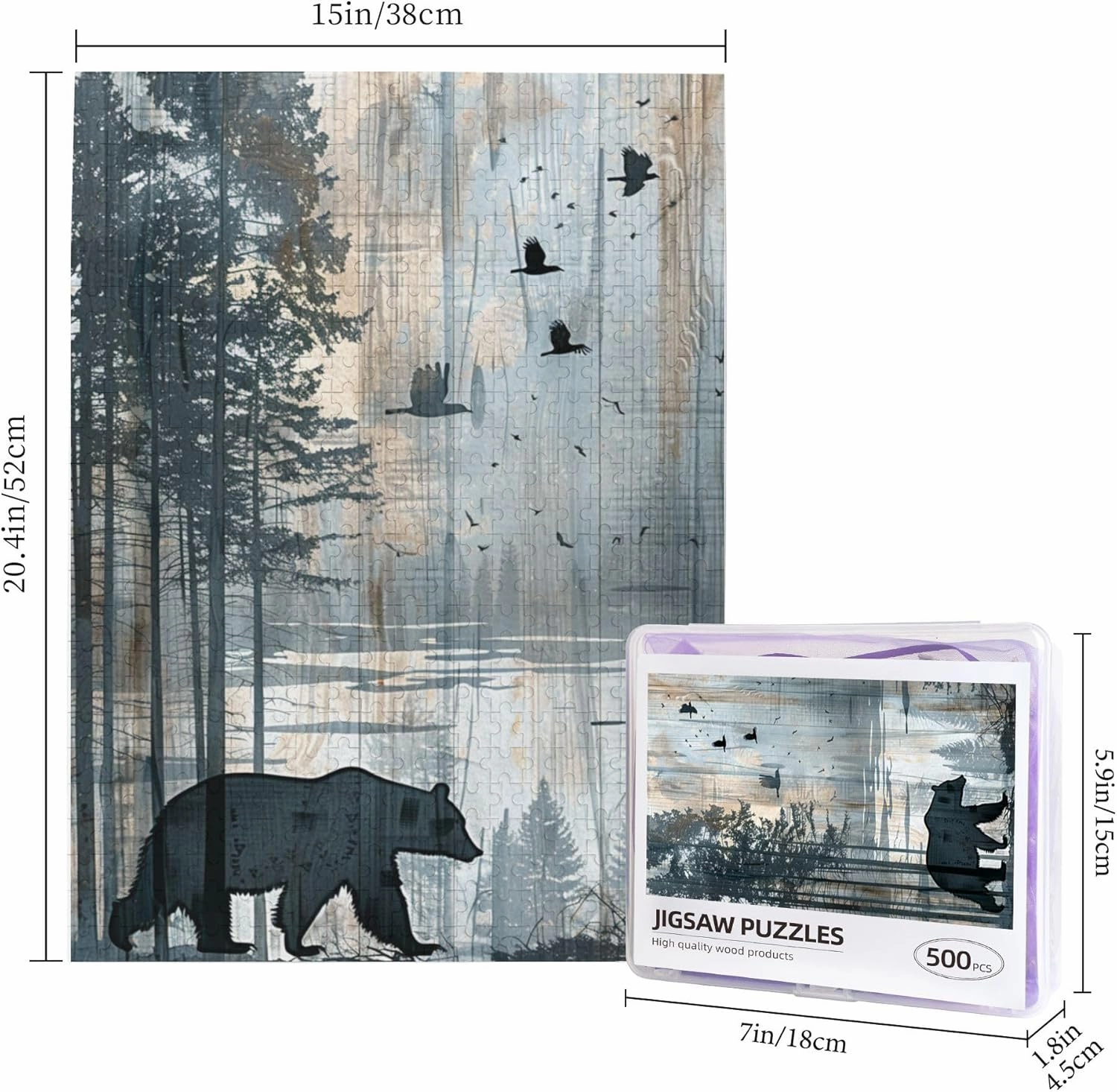 Polar Bear，500-Piece Wooden Jigsaw Puzzle for Adults, Scenery Photography，Pieces Fit Together Perfectly，Ideal for Relaxation and Family Fun，Challenging Brain Exercise，Gifts for Friend