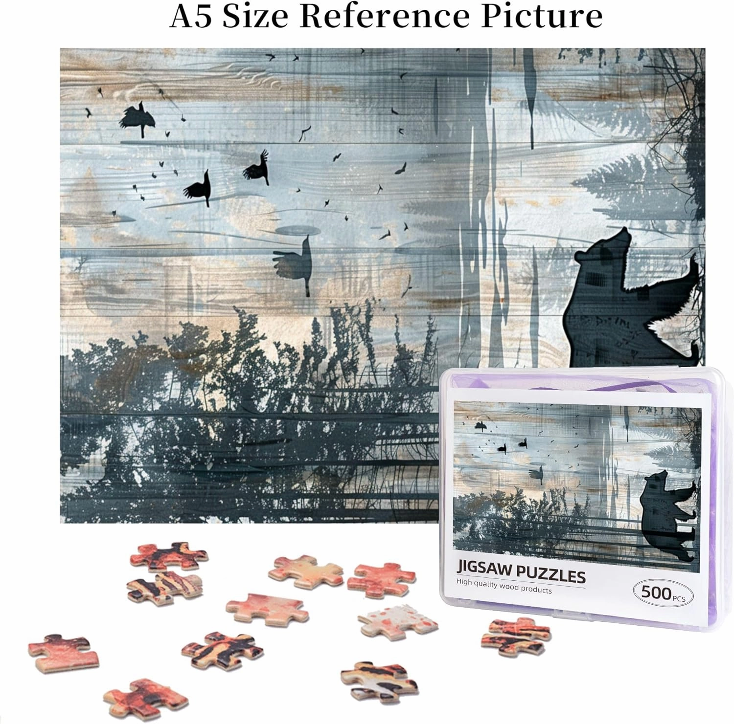 Polar Bear，500-Piece Wooden Jigsaw Puzzle for Adults, Scenery Photography，Pieces Fit Together Perfectly，Ideal for Relaxation and Family Fun，Challenging Brain Exercise，Gifts for Friend