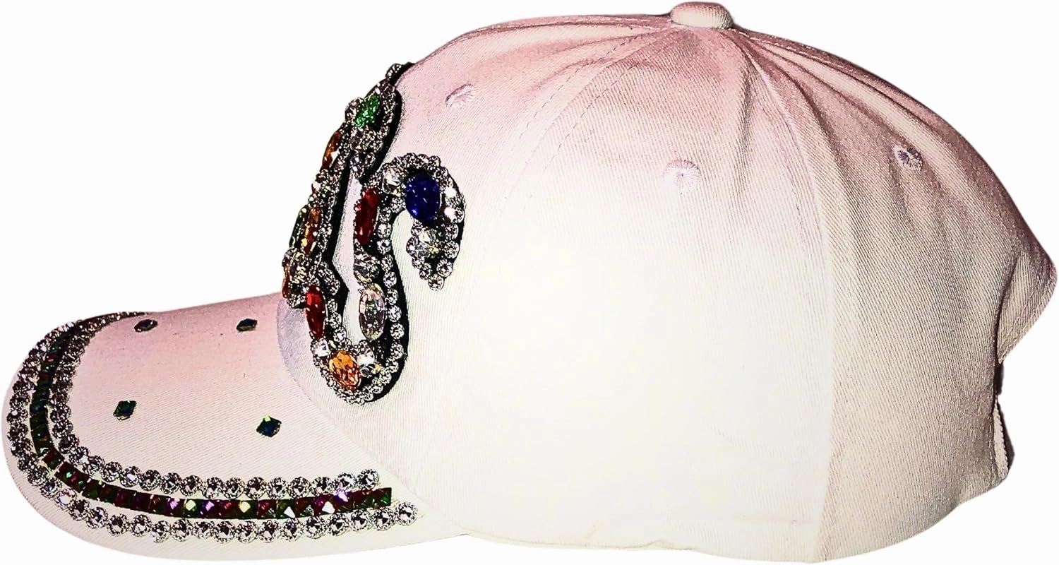 Popfizzy Bedazzled Hat for Women, Rhinestone Denim Hat, Fun Adult Bling Hats, Birthday Gifts for Women, Adjustable, One Size