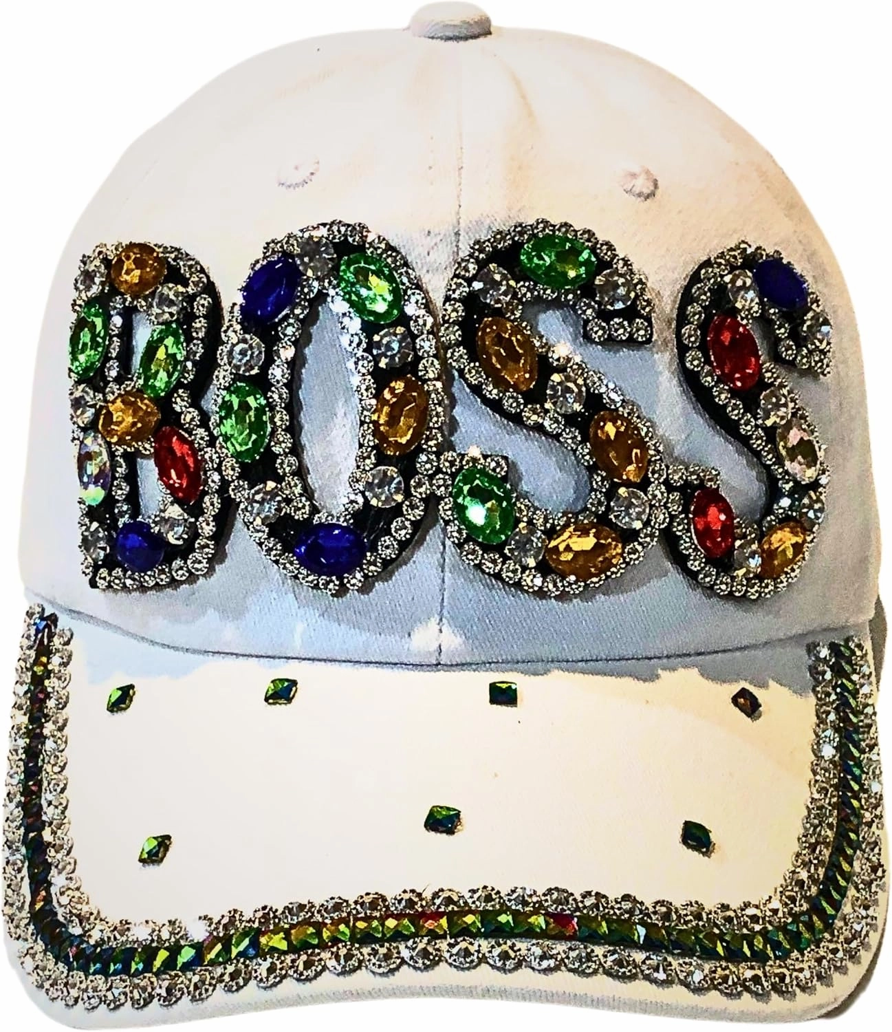 Popfizzy Bedazzled Hat for Women, Rhinestone Denim Hat, Fun Adult Bling Hats, Birthday Gifts for Women, Adjustable, One Size