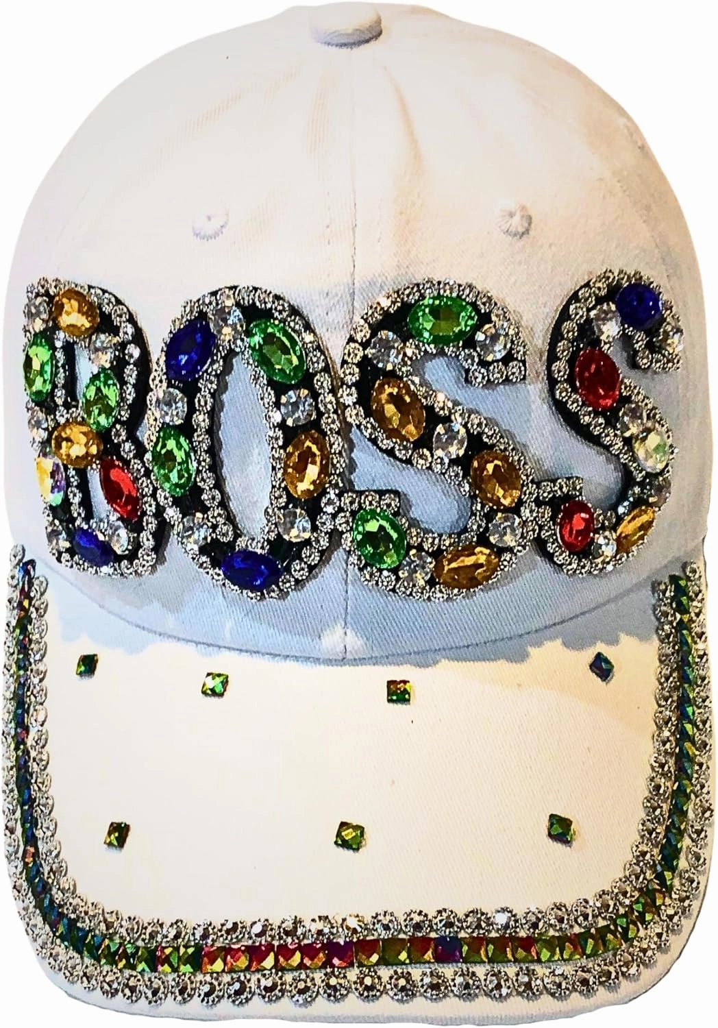 Popfizzy Bedazzled Hat for Women, Rhinestone Denim Hat, Fun Adult Bling Hats, Birthday Gifts for Women, Adjustable, One Size