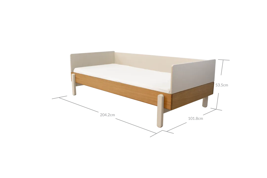 POPSICLE Single Bed, 90x200 cm, Oak/Cream