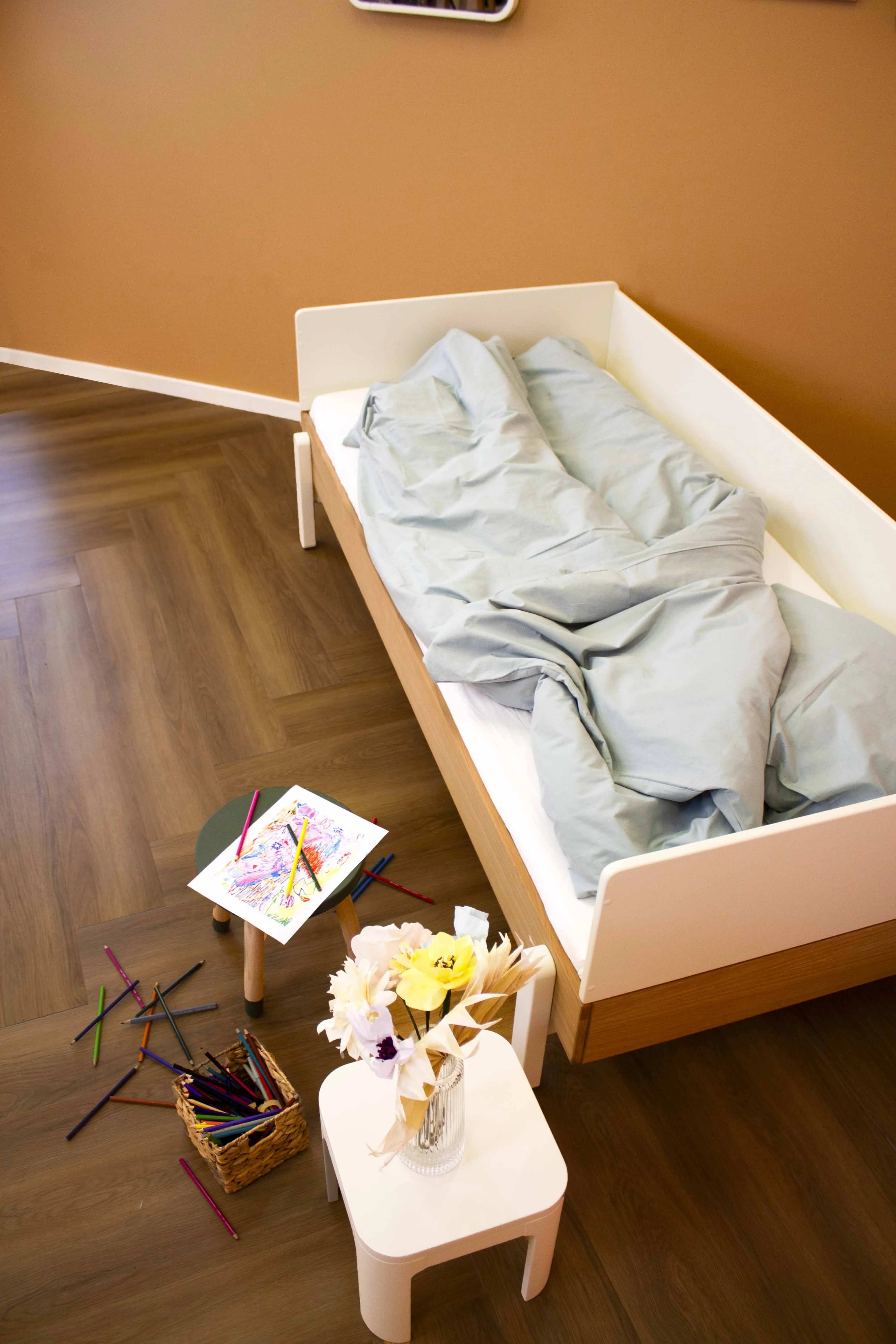 POPSICLE Single Bed, 90x200 cm, Oak/Cream
