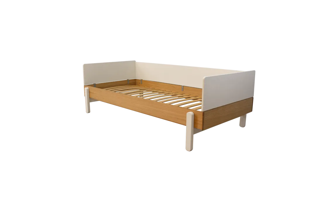 POPSICLE Single Bed, 90x200 cm, Oak/Cream