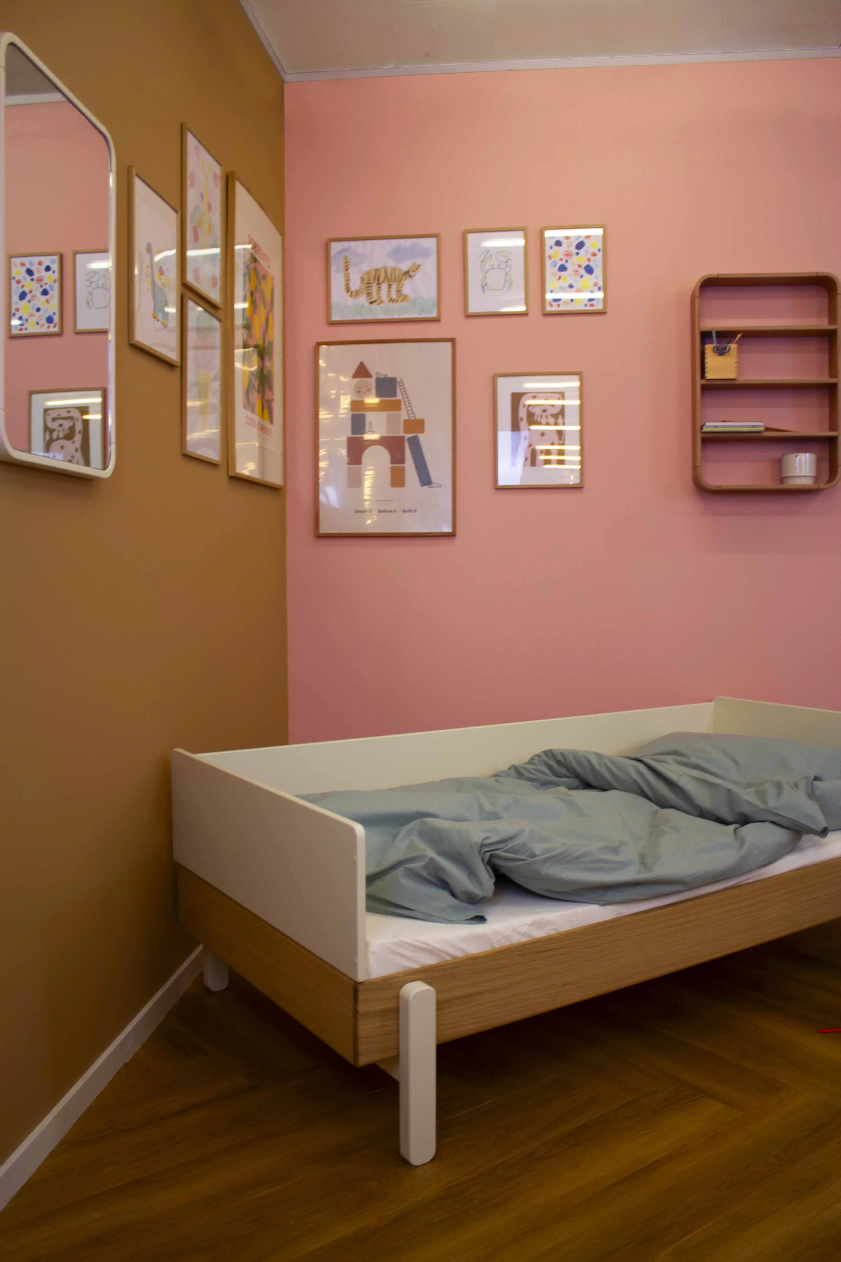 POPSICLE Single Bed, 90x200 cm, Oak/Cream