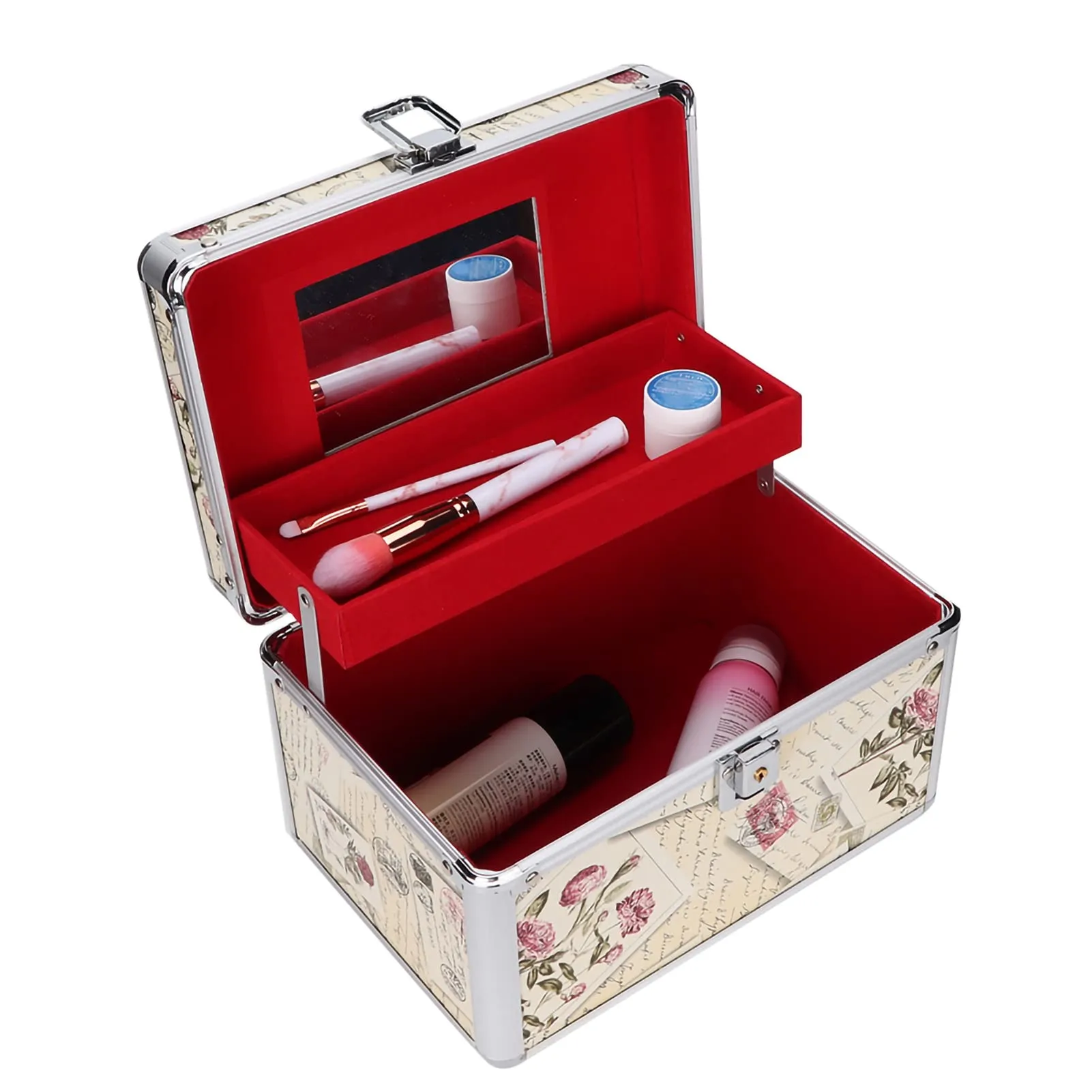 Portable Makeup Train Cases Professional Travel Makeup Bag Large Capacity Beauty Cosmetic Case Eyelashes Extension Tools Girl Makeup Brushes Toiletry Organizer