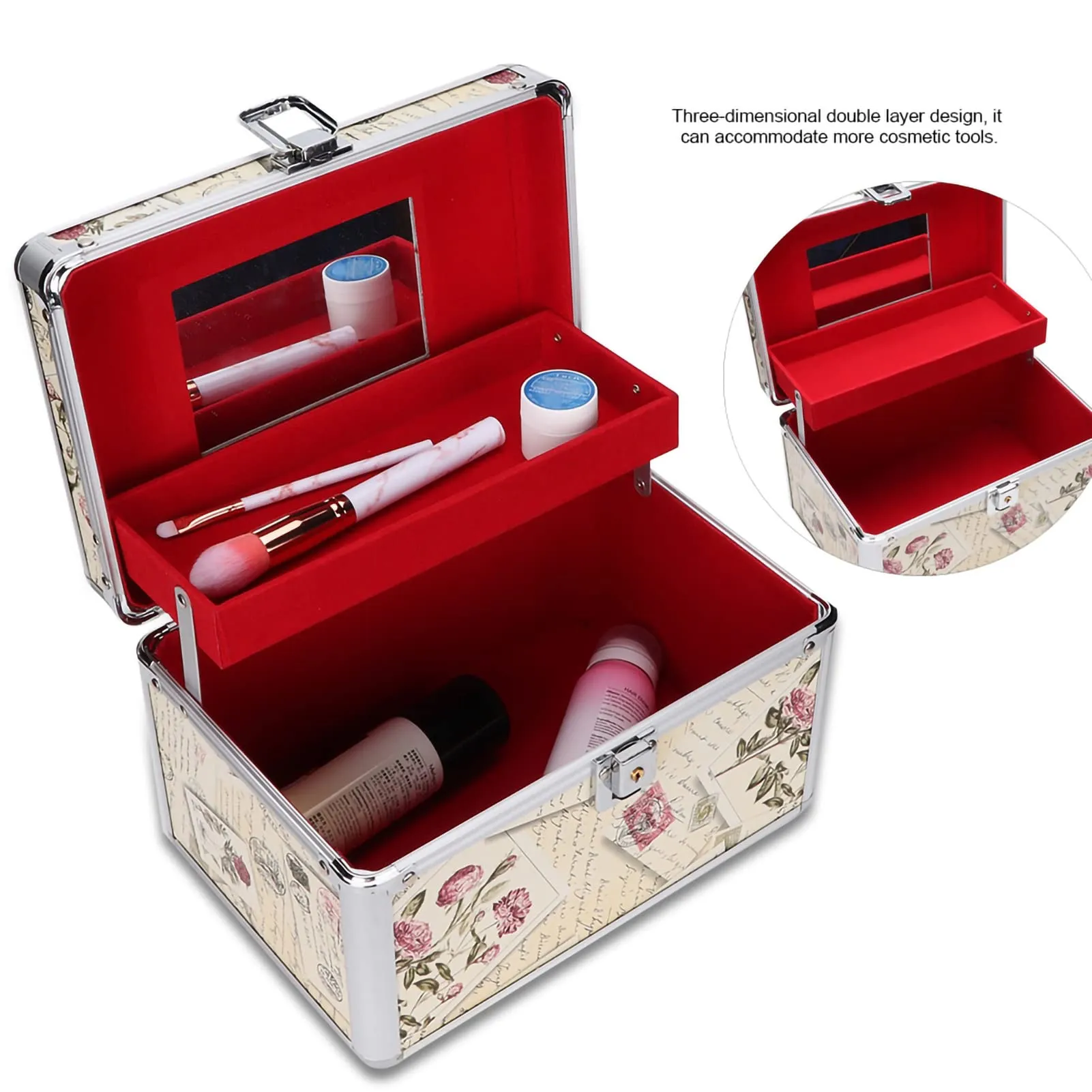 Portable Makeup Train Cases Professional Travel Makeup Bag Large Capacity Beauty Cosmetic Case Eyelashes Extension Tools Girl Makeup Brushes Toiletry Organizer