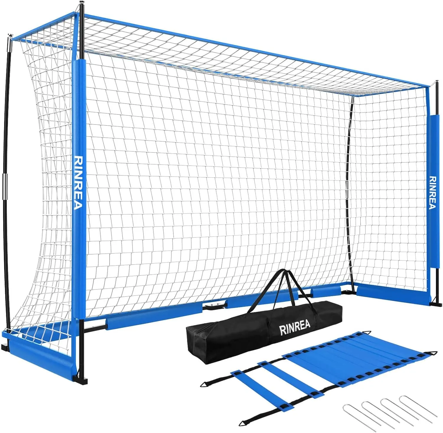 Portable Soccer Goal, Collapsible Soccer Goal Net Metal Base, Quick Setup Soccer Training Equipment with 1 Carry Bag, 1 Agility Ladder, 4 Ground Nails