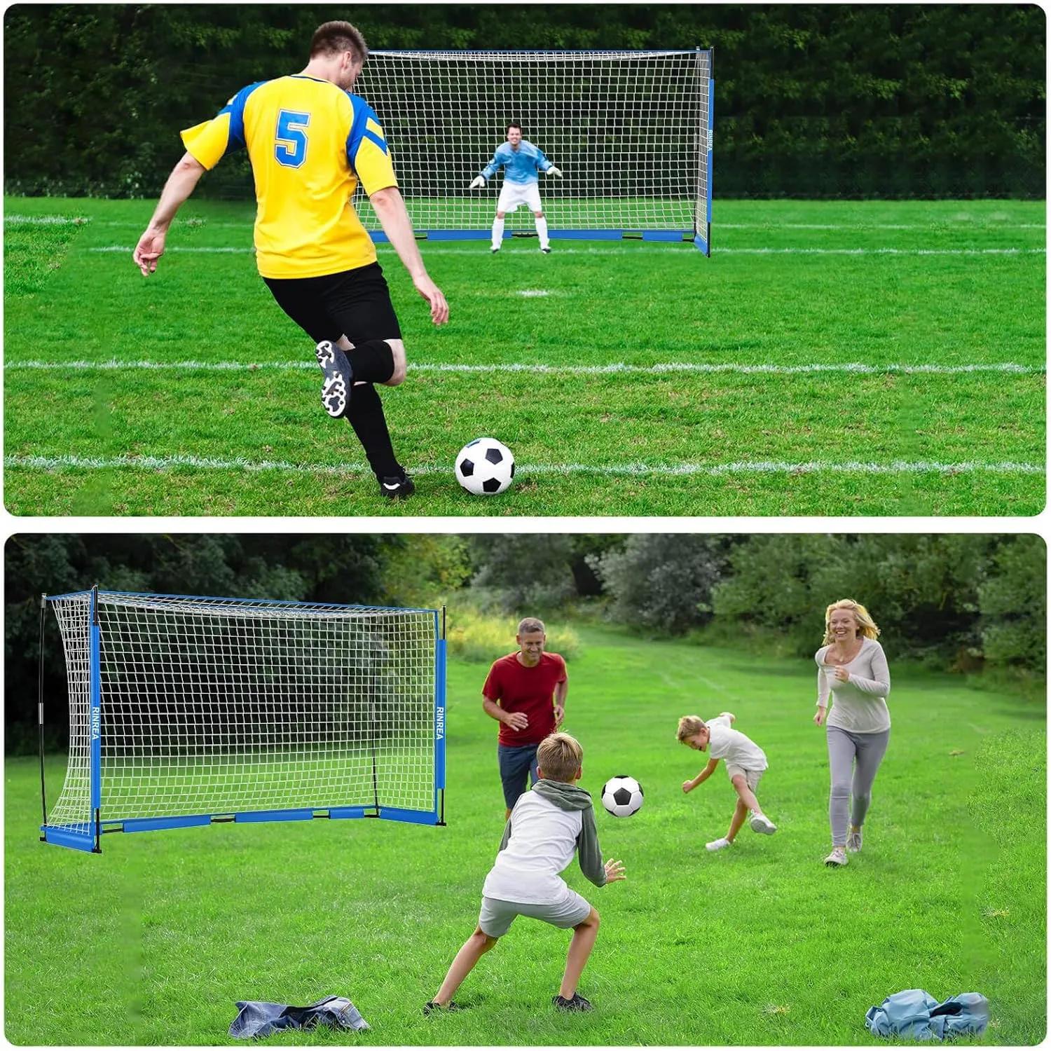 Portable Soccer Goal, Collapsible Soccer Goal Net Metal Base, Quick Setup Soccer Training Equipment with 1 Carry Bag, 1 Agility Ladder, 4 Ground Nails