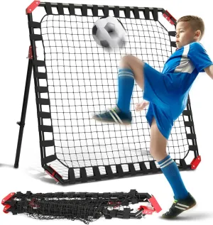 Portable Soccer Rebounder, 4 Ft x 4 Ft, Easy Set Up, Sturdy Metal Tube, with Quick Folding Design, No Assembly Needed, Multi Angle Adjustment, Carry Bag Included