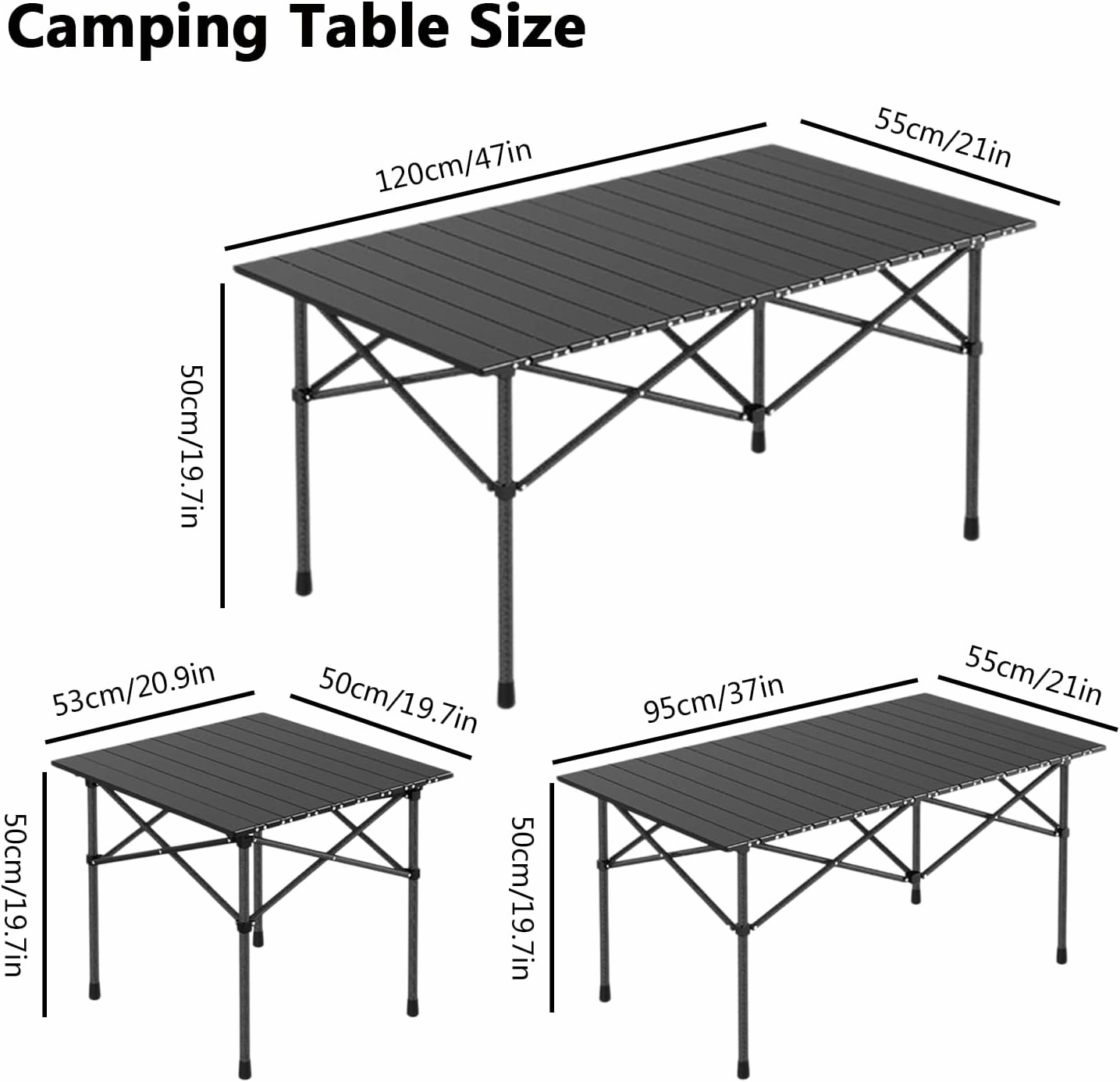 Portable Camping Side Table, Lightweight Aluminum Folding Table with Carry Bag, Ideal for Picnic, BBQ, Cooking, and Outdoor Activities Wood Color 120×55×50cm/47×21×19.7in