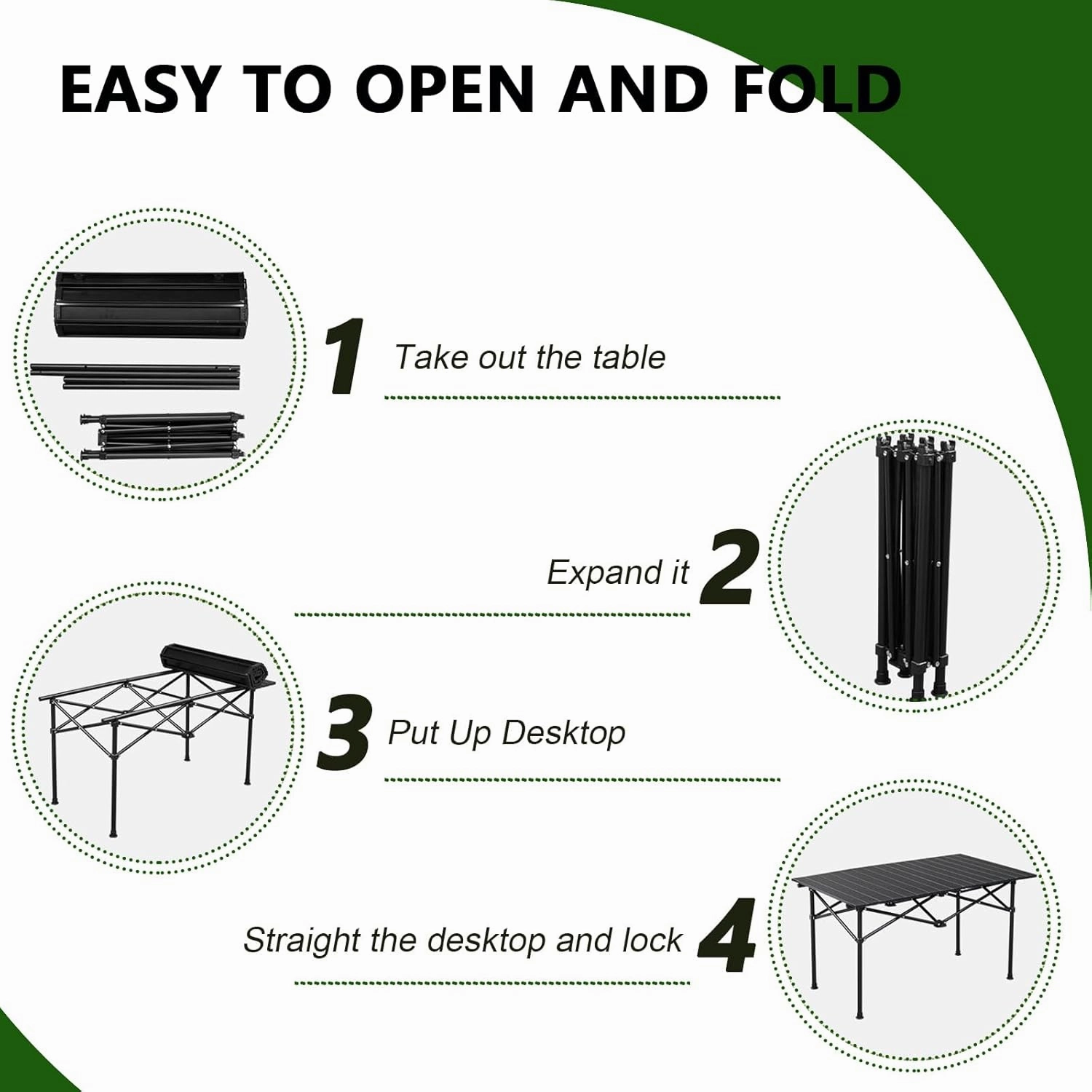 Portable Camping Side Table, Lightweight Aluminum Folding Table with Carry Bag, Ideal for Picnic, BBQ, Cooking, and Outdoor Activities Wood Color 120×55×50cm/47×21×19.7in