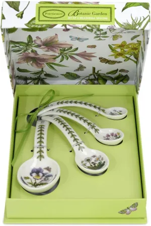 Portmeirion Botanic Garden Porcelain Measuring Spoons, Set of 4 - Floral Motifs, Durable Bakeware Essentials, Chip-Resistant, Dishwasher & Microwave Safe - Ideal for Baking & Cooking