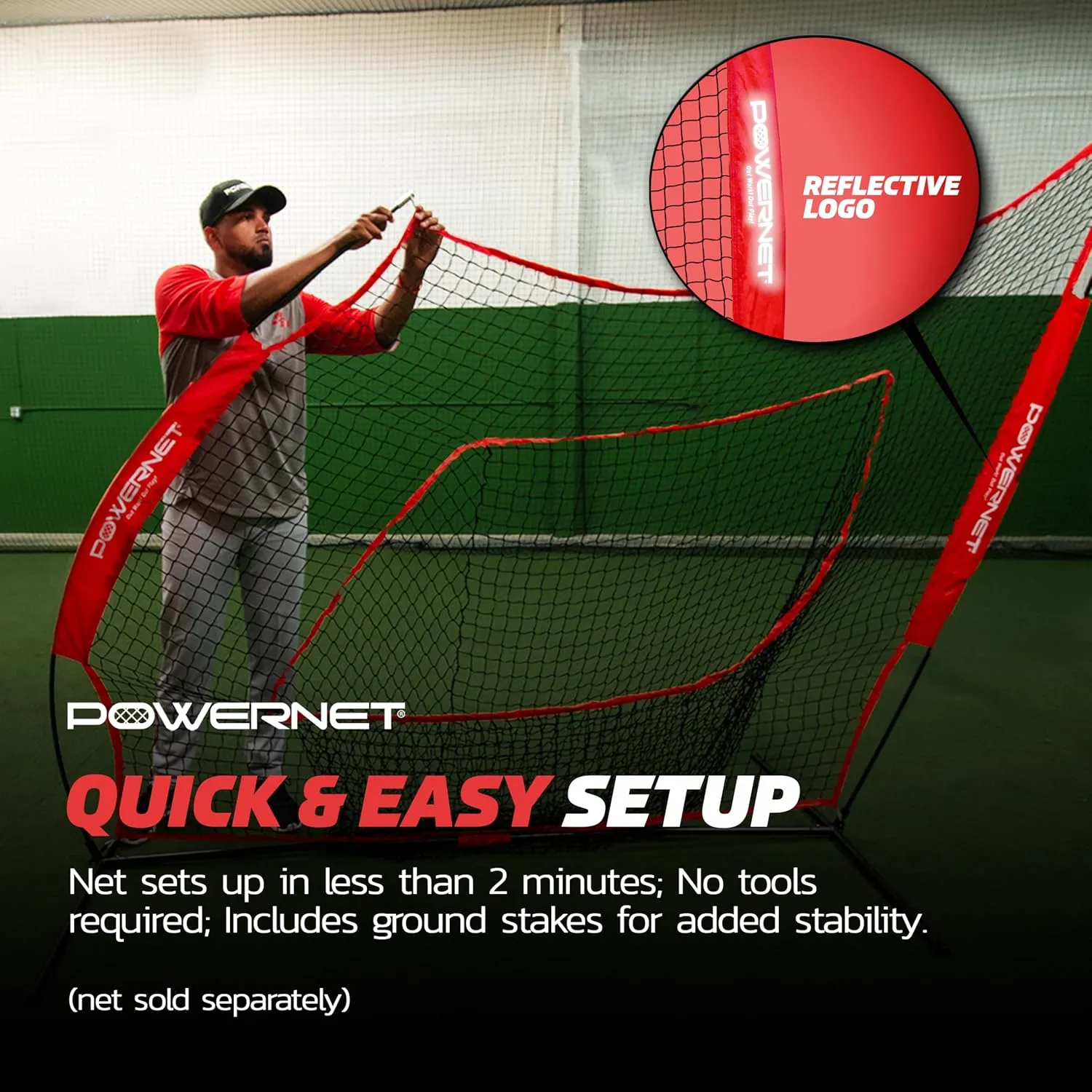PowerNet 7x7 FT Baseball & Softball Net Replacement Parts, Replace 7x7 FT Frame, Net Only or Carry Bag, Metal Frame and Fiberglass Poles, Durable Nets & Bags Available in Team Colors