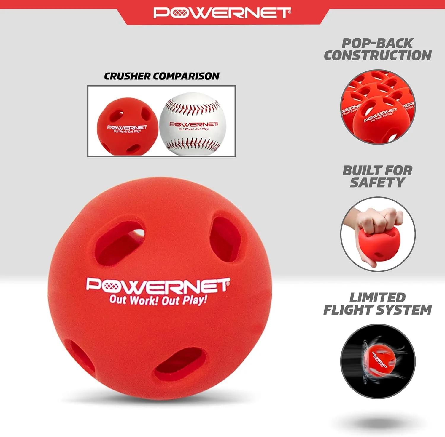 PowerNet Crusher & Micro Crusher Training Baseballs & Softballs, Baseball & Softball Hitting Trainer for Improved Speed, Power & Coordination, Batting Practice Balls 12 PK or Coach Bundle