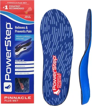 PowerStep Pinnacle Plus Ball of Foot Pain Relief Orthotics - Shoe Inserts for Metatarsalgia, Arch Support & Morton's Neuroma Pain Relief - Made in USA Insoles with Metatarsal Pad (M 12-13)